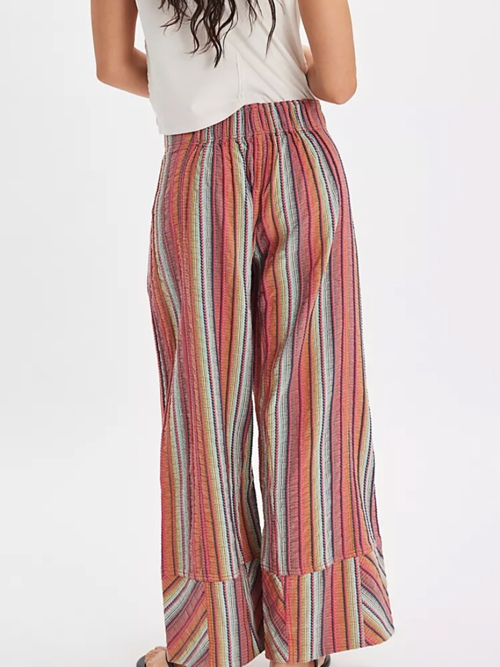 NWOT Women's Free People Days in Wide-Leg Striped Lounge Pants Red Size Small - Picture 2 of 8